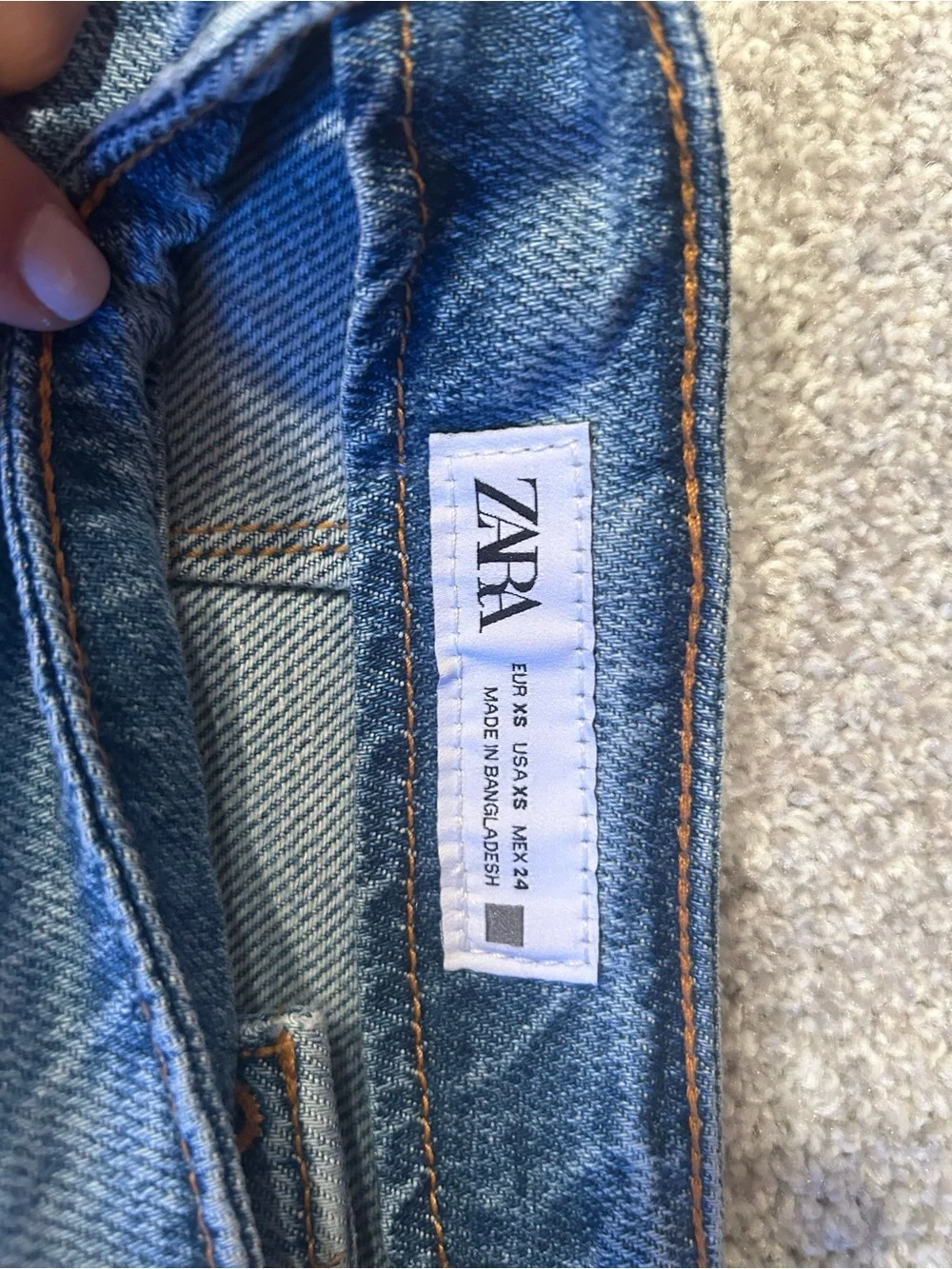 Zara Blue Straight-Leg Jeans Skirt with Asymmetric Button Placket